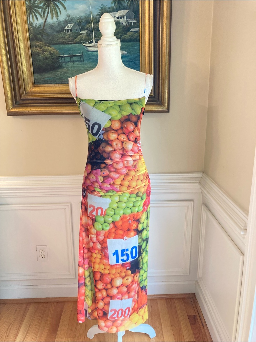 ZARA Mesh Colorful Fruit Print Midi Dress NWT - Picture 13 of 14